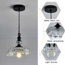 CVKASH Vintage Glass Pendant Light Fixture Black Modern Adjustable Chandelier Hanging Light for Farmhouse Dining Room Kitchen Bedroom Hallway Island