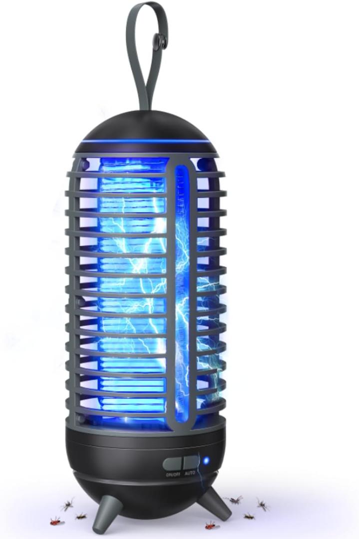 Bug Zapper Outdoor Rechargeable 2 in 1 Wireless Mosquito Killer Lamp 2500mAh Bug Zapper Electric Trap Ideal Fly Zapper Indoor for Patio, Home, Backyard, Yard, Garden, Campsite (Black) 
