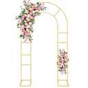 Gawicpy U-Shaped Metal Arched Flower Rack Perfect for Wedding Decorations and Celebrations 7.2 x 4.2 FT Wedding Arch Frame for Birthdays, Parties, and More (Gold)