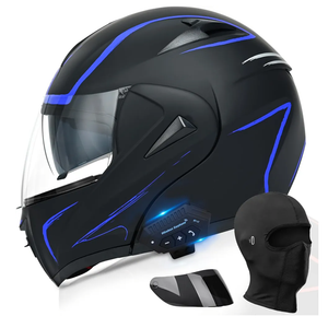 Motorcycle Bluetooth Modular Helmet, DOT Approved Dual Visor Full Face Flip Up Bluetooth Integrated Motorcycle Helmet for Adults Men and Women