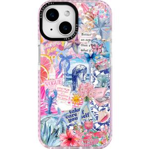 for iPhone 14 Plus & iPhone 15 Plus Case, Coastal Collage Pattern, Cute Soft Slim TPU Compatible with MagSafe, Military-Grade Drop Protection & Camera Protection for Women Girls