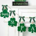 30 Pcs St. Patricks Day Ribbon Bows 4 Inch Green Clover Bow Shamrock Holiday Bows for Gift Wrapping, Cake Pops, Treat Bags (Green White Black)