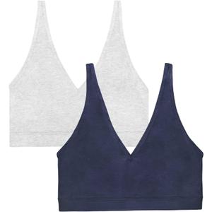 Smart & Sexy Women's Cloud Cotton Comfort Collection Bralette (Medium, Navy Higlight/Grey Heather)