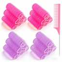 24 Pcs Self-Grip Small Hair Rollers Set, Curlers for Women Short Hair and Bangs, No Heat Hair Curlers to sleep in, Birthday Mothers Day Gifts(25 mm, Rose Red and Purple)