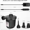 Air Pump for Inflatables, Portable Quick-Fill Electric Air Mattress Pump with 3 Nozzles, Inflator & Deflator Pumps for Outdoor Camping, Pool Floats, Inflatables Couch, Swimming Ring, 12V DC/110V AC