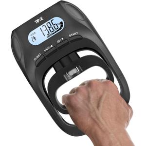 396lbs/180kg Grip Strength Tester, Hand Grip Dynamometer, Digital Grip Strength Tester with LCD Display, Adjustable Hand Grip Training Gauge, Hand Grip Testing for Sports Home School Use (Black)