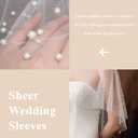 Pearl Shawl Wrap Shrug Bridal Cape Sheer Tulle White Black Elegant Wedding Cape Dress Cover Up for Women Girls (White)