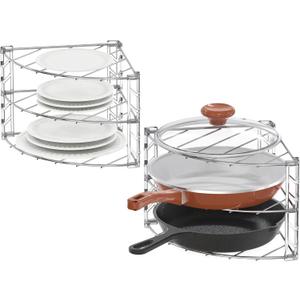 Deco Brothers 3-Tier Counter and Cabinet Corner Shelf Organizer, 2 Pack, Chrome