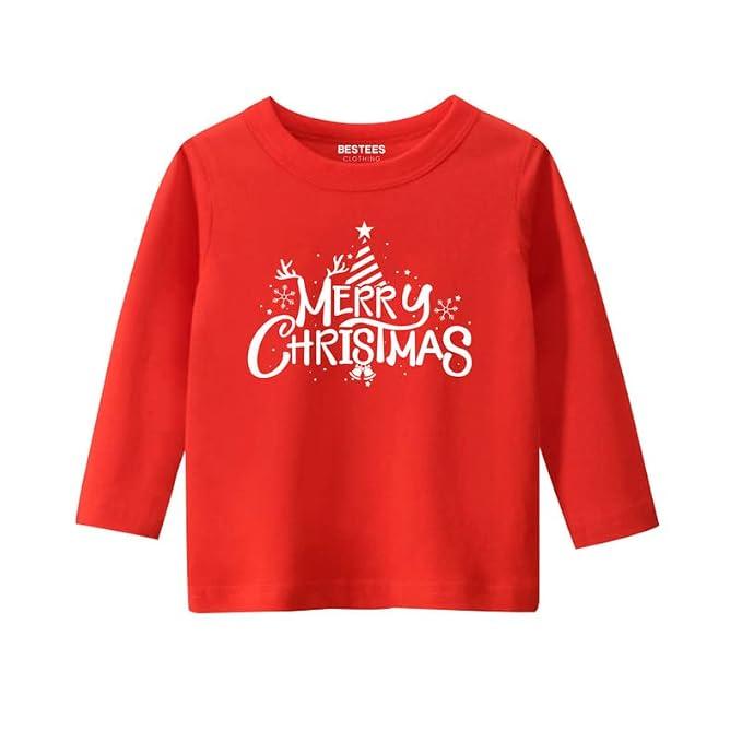 MyFav Christmas Pajamas for Family Classic Merry Christmas Print Long Sleeve PJS Set Holiday Outfits,Red,Women-L