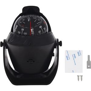 Marine Compass for Boat LED Light Navigation Pivoting Electronic Automotive High Precision Compass for Sailing Boat Car Truck (Black)