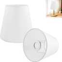 2pcs Small Lamp Shade Linen Fabric Clip On Bulb Lampshade Barrel Cloth Lamp Cover Replacement Linen Lampshade for Bedroom, Bedside Table Lamp, Wall Lamp(White)