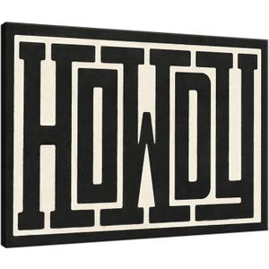 QIYFFBN Framed Funky Big Howdy Canvas Wall Art Western Modern Decor Black and White Southwestern Country Ranch Sign Picture Print Minimalism Trendy Farmhouse Living Room Art(24x36in Framed) (36L" x 24W")