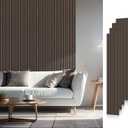 Wood Slat Acoustic Panels, 94.5" x 12.6" Each Soundpoof Wooden Slat Wall Panel, Classic Dark Walnut, 4 Pack