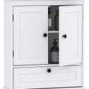 Spirich Bathroom Wall Cabinet, White Medicine Cabinet with Doors, 2 Doors & Tilt-Out Cube