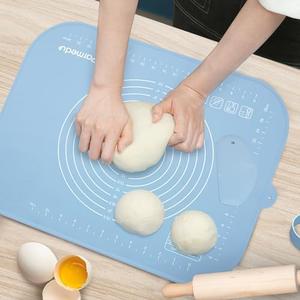 Parmedu Thickened Silicone Pastry Mat: 20"*16" Non-stick Kneading Mat in Compact Size with Storage Belt & Dough Cutter - Heatresistant Silicone Countertop Mat Dough Rolling Mat for Making Pastry Pasta