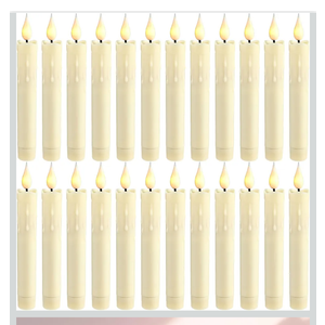 11pcs 6.5 Inch Ivory Flameless Taper Candles LED Candle Sticks Battery Operated Flickering LED Candlestick Window Plastic Candle for Wedding Halloween Christmas Decor(No Battery