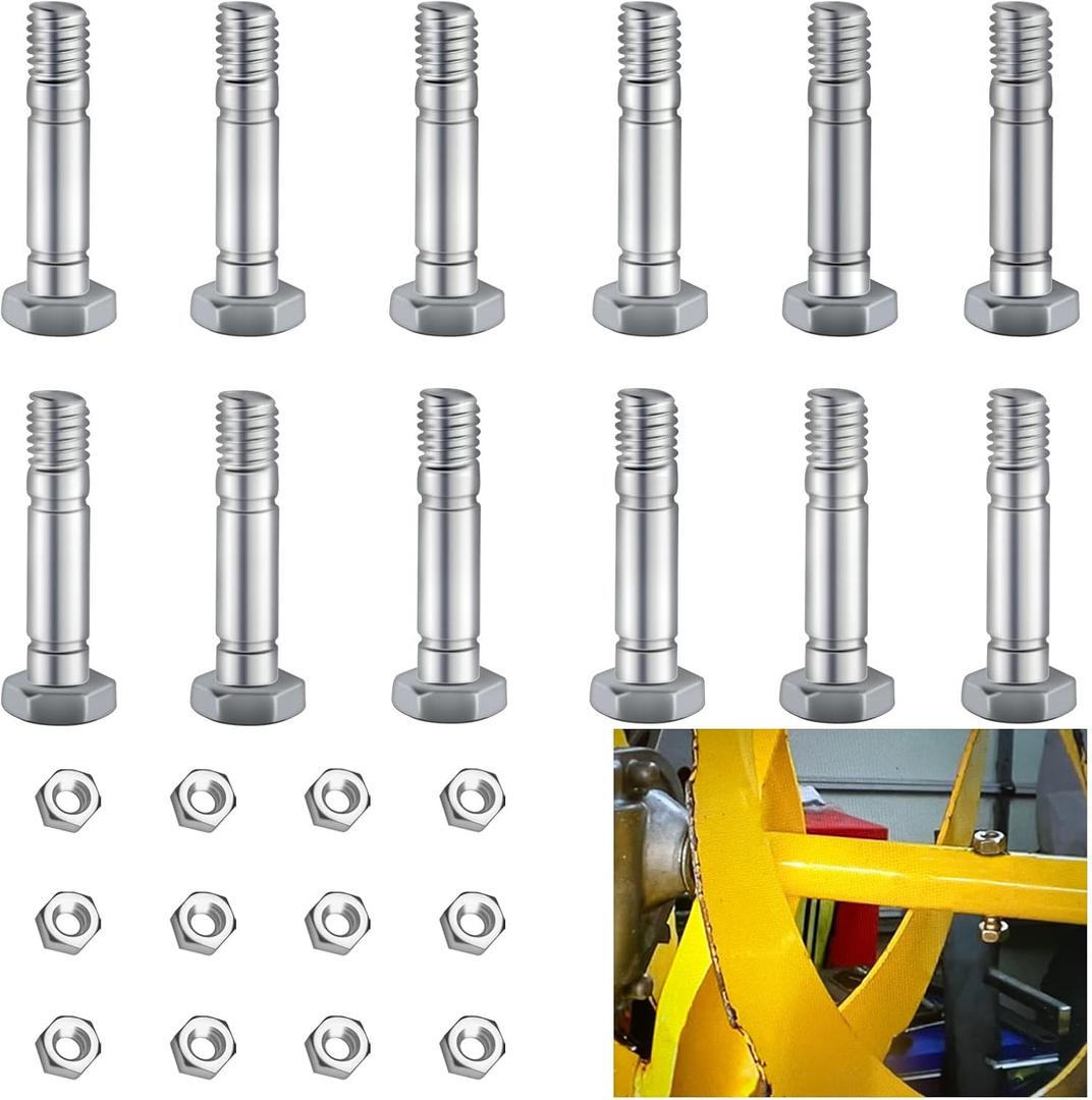 12 Pack 710-0890 Shear Pins With Nuts Compatible with MTD Craftsman Cub Cadet Troy Bilt Snowblower 910-0890A 7100890 9100890 - 710-0890A Shear Bolt 5/16-18 x 1.5, Fits Two-Stage Snow(2004 & Prior)