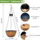 BAYN 2 Packs Solar Hanging Basket Planters for Plants Outdoor, Self Watering Bronze Flower Plants Pots with Solar Light Drainer for Balcony Patio Garden Outdoor Decoration