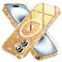 Choiche for iPhone 16 Case Magnetic, Women Clear Glitter Bling Sparkly Case, [2xDiamond Camera Lens Protectors] [2xTempered Glass Screen Protectors] [Compatible MagSafe] 6.1" (Glitter Gold)
