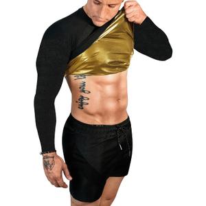 FUXERT Sauna Shirt for Men Long Sleeve Sauna Suit Heat Trapping Workout Shirts Sweat Enhance Vest for Workout Sports(BG S)