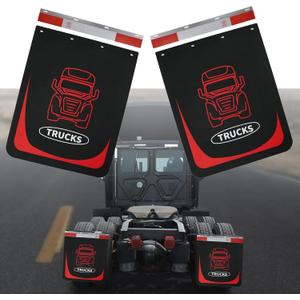 Mud Flaps and Reflector Strips Pair 24 inch x 30inch Black Mud Flaps and Aluminum Strip, for Semi-Truck Trailer Heavy-Duty Truck (2 Mud Flaps +2 Reflector Strips)