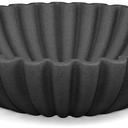 LIN CHUAN Ruffle Decorative Bowl, Large Fruit Bowl for Kitchen Counter, Stylish Key Bowl for Entry Table, Handcrafted Home Decor Display bowl, Artificial Stone Black