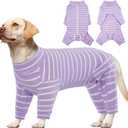 Kuoser Recovery Suit for Large Dogs After Surgery, Long Sleeve Dog Surgery Recovery Suit, Dog Onesie for Abdominal Wounds Skin Disease, Purple XL (XL (Back Length: 20.5''))