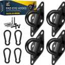 Hammock Hooks Hanging kit- Hammock Hooks Heavy Duty with 4Pcs M10 304 Stainless Steel Pad Eye Hooks, 4Pcs 10MM Snap Hooks,16Pcs Heavy-Duty Screws- Hammock hook for Wall/Ceiling Mount Indoor & Outdoor