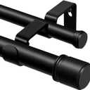 Double Curtain Rod 72 to 144 Inch, HOTOZON 1 Inch Heavy Duty Double Curtain Rods for Windows 60 to 140 Inches(5-11.6 ft), Telescoping Drapery Rod with Simple End Finials, Black