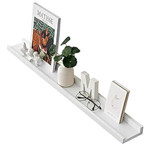 HOMWOO 36 Inche Floating Shelf Oak Picture Ledge Shelf Wall Mounted Display Storage Shelf Long Wall Shelves for Bedroom, Living Room, Bathroom, Kitchen, Nursery, Office, White