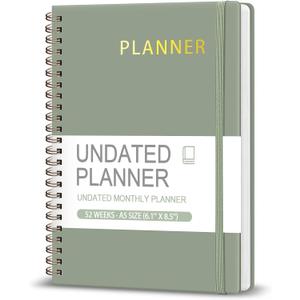 Undated Weekly Planner, Weekly To Do List Notebook with Goal, Organizer & Habit Tracker, A5 Daily Planner with Spiral Binding, Ideal for Office School Suppies - Green