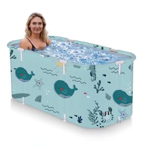 KAERMU Portable Foldable Bathtub - Create Your Spa Anywhere for Adventure & Relaxation | Collapsible Adult Soaking Tub for Camping, Van Life, Apartments | Durable, Leak-Proof PVC (Sea BB)