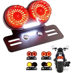 Upgrade 90LEDs Motorcycle Tail Light with Brake & Turn Signal, Integrated Motorcycle Brake Stop Lamp for Night Mountain for Harly Motorbike Street Bike Cruiser Chopper (Black)