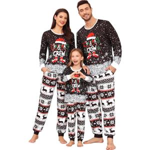 SWOMOG Family Christmas Pajamas Matching Sets Holiday Christmas Jammies Christmas PJs Matching Xmas Pjs for Adults Kids Black Christmas Print 140