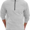 Askdeer Men's Quarter Zip Pullover Mock Neck Polar Fleece Sweatshirt Thermal Winter Sweater with Pocket (S)