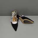 Slingback Heels for Women Closed Pointed Toe High Heels Bowknot Knitted Dress Work Wedding Pumps Shoes (10, Black)
