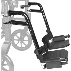 Universal Wheelchair Footrest Replacement - Adjustable Composite Footboard & Heel Loop, Foldable Comfort Support, Affordable, Black, Lightweight, Easy Installation