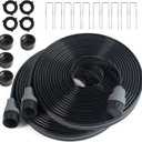 2-Pack Sprinkler Hose with Holes 15 Ft, Flat Soaker Hose 30 ft with Garden Staples, Drip Irrigation Hoses for Lawn, Watering Hose System (Black, 30 ft(15ftx2pack))