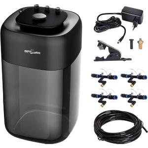 REPTI ZOO 10L Reptile Mister Fogger Terrariums Humidifier Extremly High Pressure Silent Pump Fog Machine Misting Rainforest Sprayer System Tank with 4PCS Nozzles for a Variety of Reptiles/Amphibians