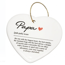 Papa Definition Ceramic Ornaments Gifts, Father Heart Hanging Ornament Decor Decorations for Christmas Tree Car, Thank You Appreciation Gifts for Papa Birthday Holiday