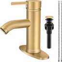 Brushed Gold Bathroom Faucet Single Handle Bathroom Sink Faucet with Pop-Up Drain Vessel Sink Faucet Modern RV Lavatory Faucet for 1 or 3 Hole