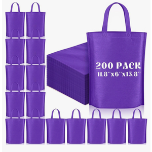 Windyun Reusable Grocery Bags Large Non Woven Shopping Bags with Handle Foldable Portable Tote Carryall Bulk 11.8x6x13.8 Inch