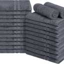 Premium 100% Cotton Hand Towels Set of 24  Quick-Dry, Lightweight, Not Bleach Proof, Absorbent, Bathroom, Salon, Spa & Gym Towels  16x27 Inch (Charcoal Grey)