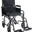 Karman K-T-2700 19" Seat 29 lbs. Lightweight Steel Transport Wheelchair with Detachable Armrest