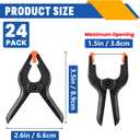 24 Pack 3.5 inch Plastic Spring Clamps, Black Heavy Duty Clips, Backdrop Clips, Plastic Clamps for Crafts, Backdrop Stand, Woodworking, Photography