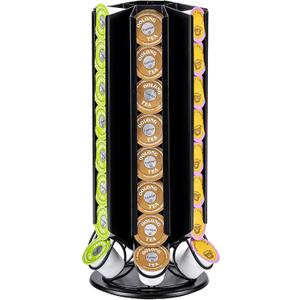 ZCDCP K Cup Holder, Keurig Pod Holder Stand Carousel with 360 Degree, 48 Pods Coffee Pod Holder for K Cups Organizer, Black