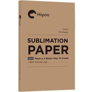 Hiipoo Sublimation Paper 11x17 Inch, Work with Sublimation Ink and E Sawgrass Inkjet Printers for Mugs T-Shirts Light Fabric and Other Sublimation Blanks (110 Sheets, 120G)