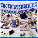 Tellingyou 4 Pcs 13.7" 2026 Charcuterie Numbers Fillable Graduation Disposable Mache Box Chocolate Candy Tray Grad Container Decoration(Blue,2026)