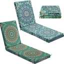2 Pack Chaise Lounge Cushion Covers Outdoor (Not Includes Cushions) Waterproof Chair Cushion Replacement Covers 72 x 21 x 3 Inch for Patio Pool Lawn Slipcover with Ties(Bohemian)