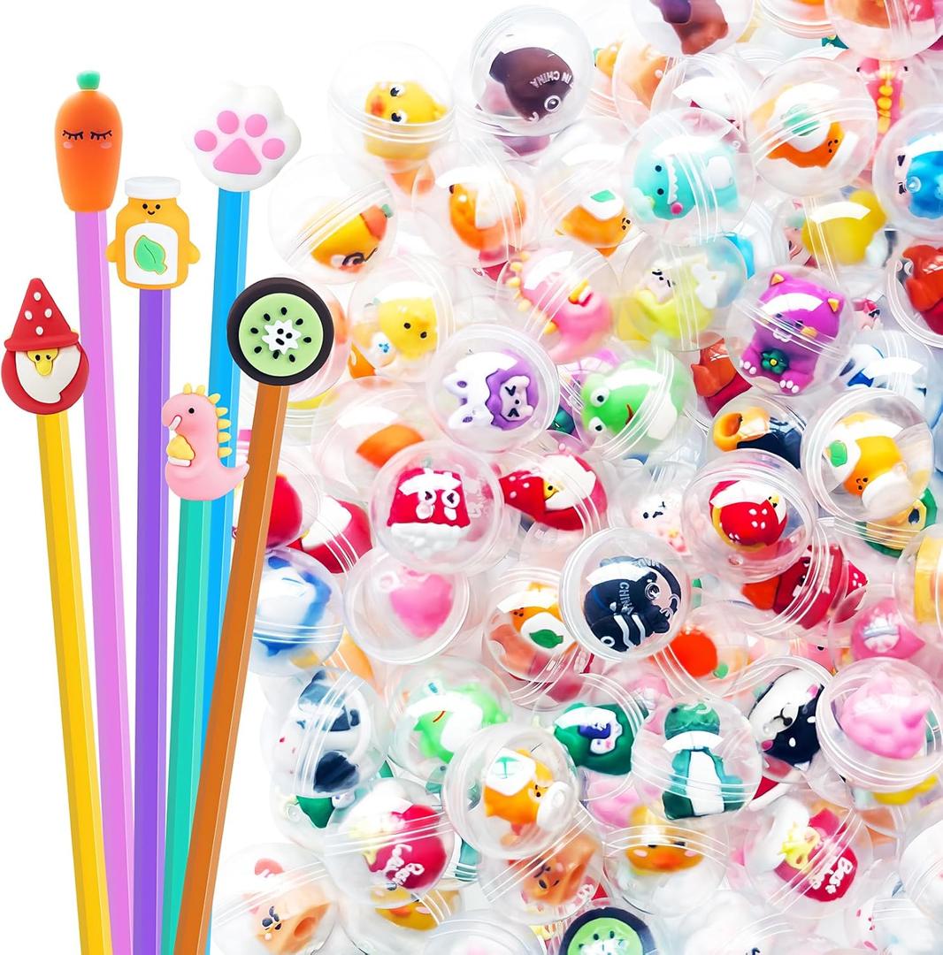100 Pcs Mini Pencil Toppers with Capsule Toys,Cute Cartoon Pen Toppers,Filled Pencil Charms for Kids,Back to School,Student Rewards,Classroom Prizes,Gift,Vending Machine,Gumball Machine Capsules 100 Pcs Mini Pencil Toppers with Capsule Toys,Cute Cartoon Pen Toppers,Filled Pencil Charms for Kids,Back to School,Student Rewards,Classroom Prizes,Gift,Vending Machine,Gumball Machine Capsules